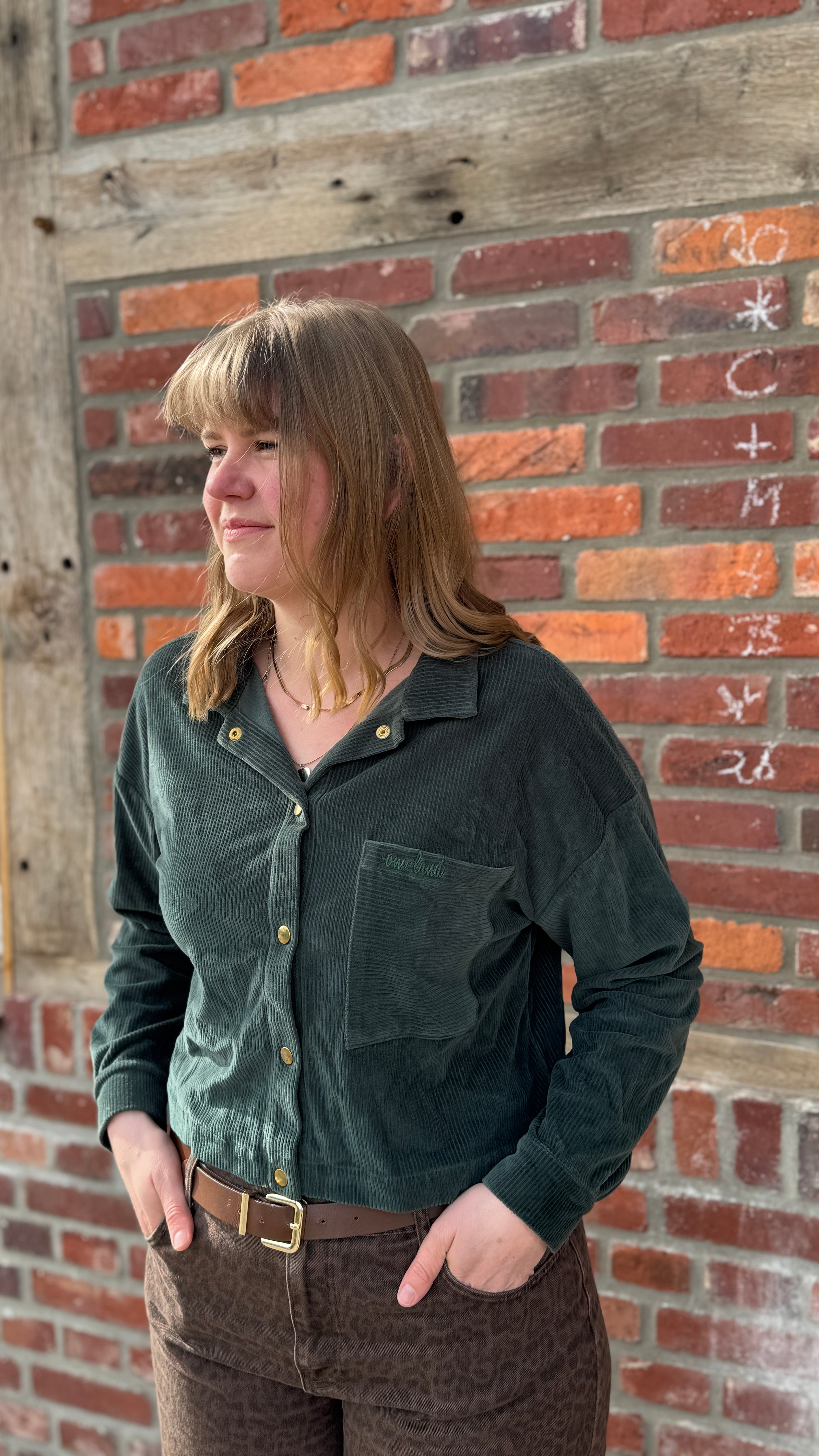 Cordjacke weiblich dunkelgrün